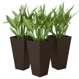 Lot de 3 jardinières de jardin en plastique, marron