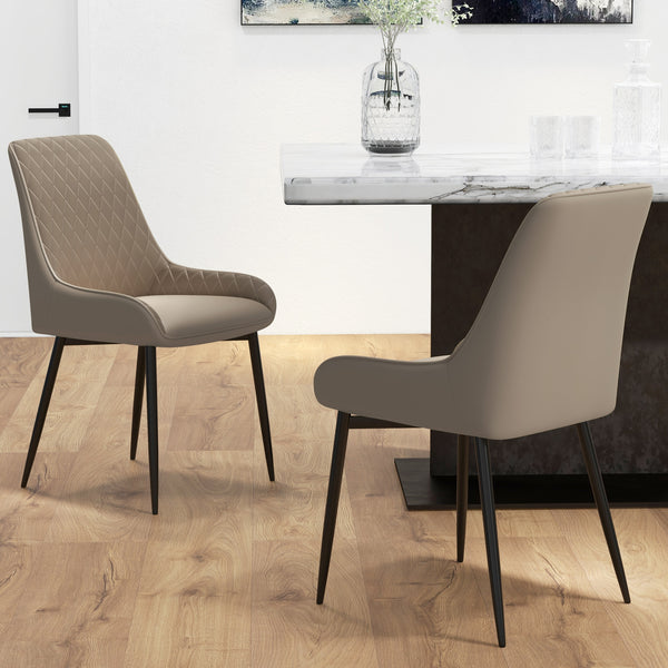 Set of 2 upholstered kitchen chairs, beige