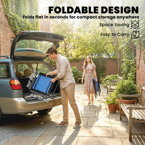 Ensemble de 4 chaises de patio pliantes d'extérieur à dossier haut avec assise en maille respirante, bleues