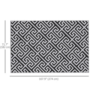 Tapis d'extérieur réversible, noir et blanc
