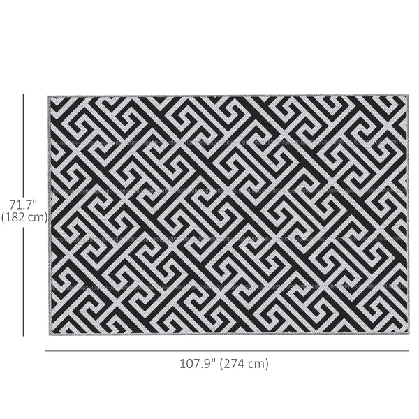 Tapis d'extérieur réversible, noir et blanc
