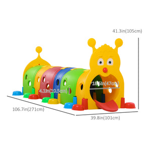 Tunnel en forme de chenille pour enfants de 3 à 6 ans, multicolore