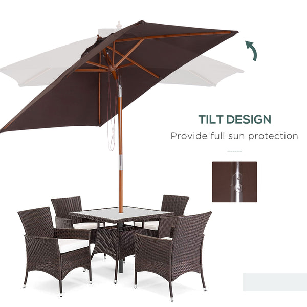 6.6-foot square parasol with tilt mechanism, coffee color 