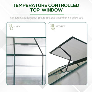 Aluminum greenhouse with temperature-controlled window