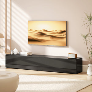 Floating TV Stand for TVs up to 75 Inch, 70.9" TV Cabinet, Entertainment Center with 2 Flip Doors, High Gloss Black