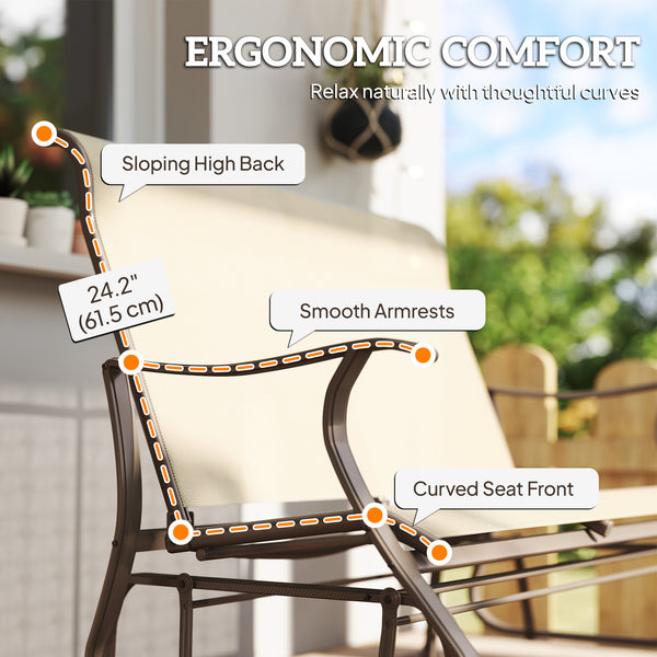Two-seater outdoor rocking chair with mesh seat and backrest