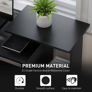 Computer desk with sliding keyboard tray, black