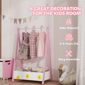 Portant à vêtements avec étagère de rangement et cintres, rose