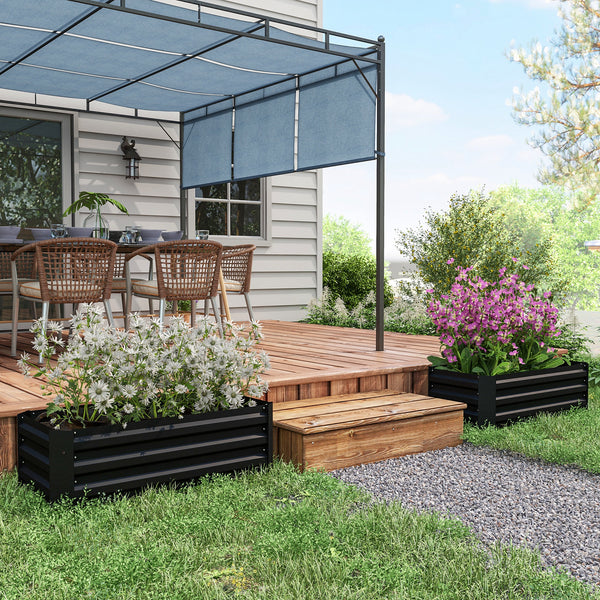 Ensemble de 2 jardinières surélevées en acier, noires