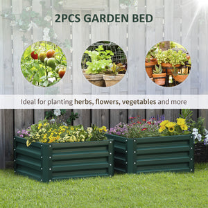 Raised vegetable garden with galvanized steel frame, green
