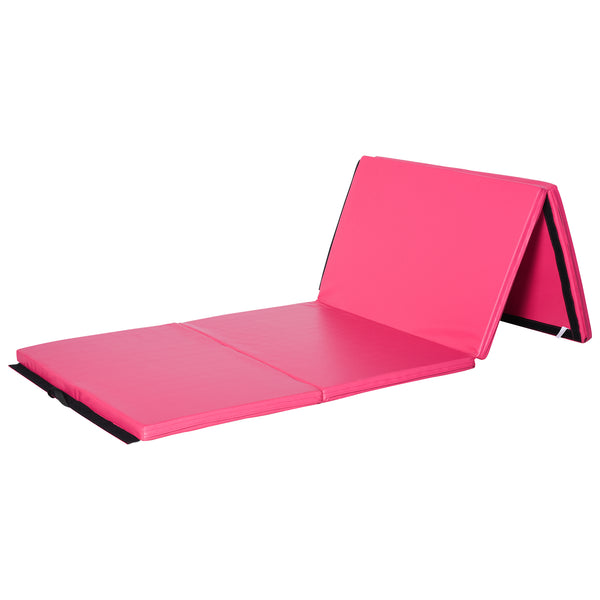 Tapis de gymnastique pliable 4'x10'x2'' avec poignées de transport, rose