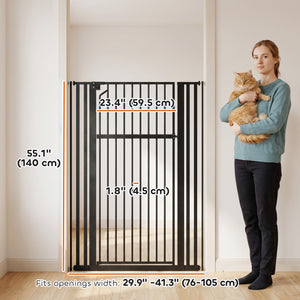 Barrière haute pour animaux 55 po, largeur réglable, noire