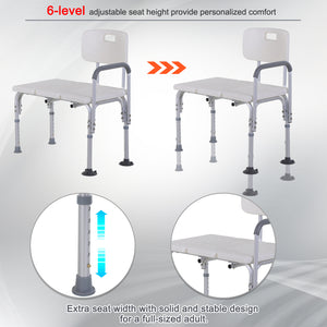 6-Level Adjustable Bath and Shower Transfer Bench White