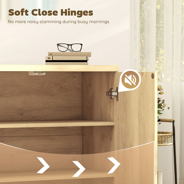 Sideboard Buffet Cabinet, 30.7" Modern Kitchen Storage Cabinet with Soft-Close Door and Adjustable Shelves, Oak