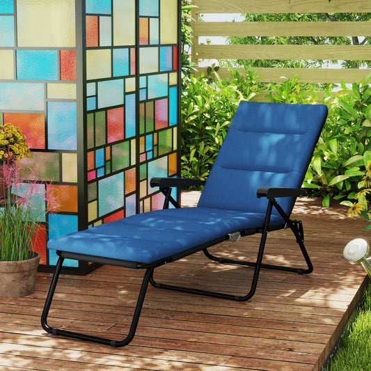 Chaise longue inclinable avec dossier réglable sur 6 positions, bleu