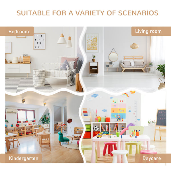 4 Piece Kids Set, Table, Chair, Wooden Bench, Natural and White