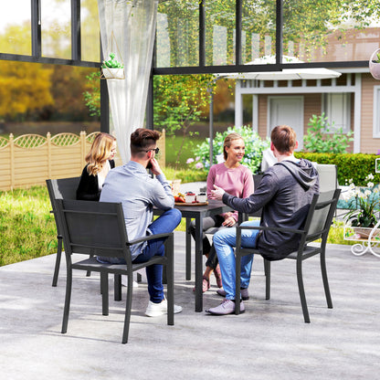 Outsunny Square Outdoor Dining Table for 4 People with Steel and Aluminum Frame, Black