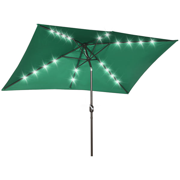 9.7-foot rectangular patio umbrella with crank handle and LED lighting 