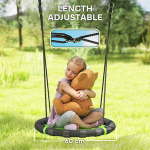 Balançoire de 61 cm avec soucoupe et cordes de suspension réglables, verte