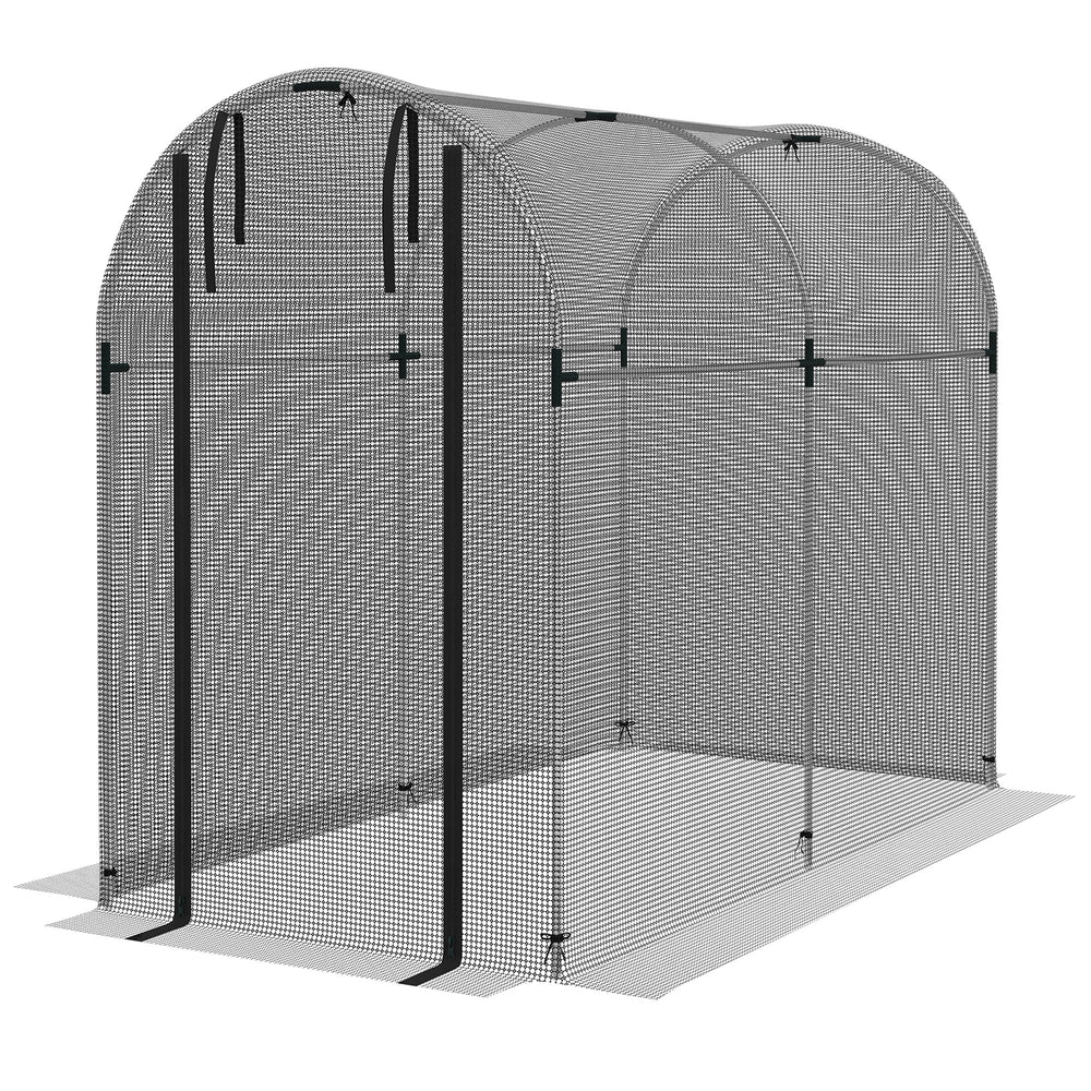 Plant protection tent with zippered door, black