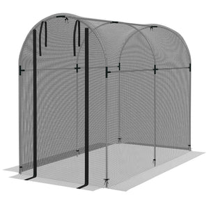 Plant protection tent with zippered door, black