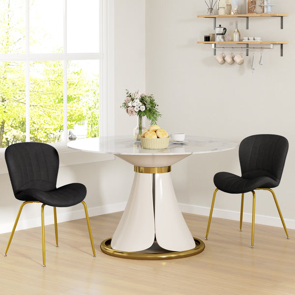Lot de 2 chaises de salle à manger avec dossier rembourré, noir