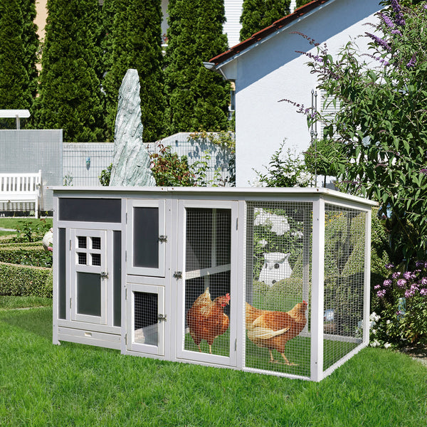 63" Wooden Chicken Coop with Nesting Box and Run