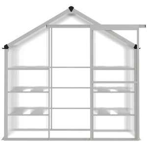 Serre d'extérieur en polycarbonate avec étagères à 3 niveaux, porte coulissante et structure en aluminium