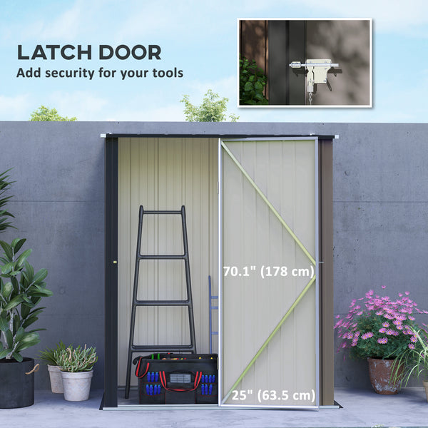 Steel garden shed with a simple lockable door