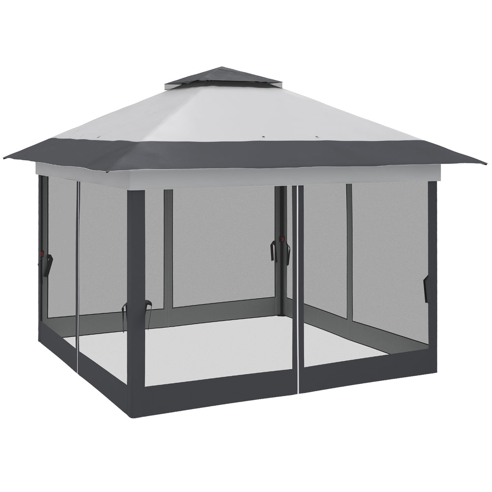 Tente pliante 12' x 12', abri instantané avec structure en acier, gris foncé