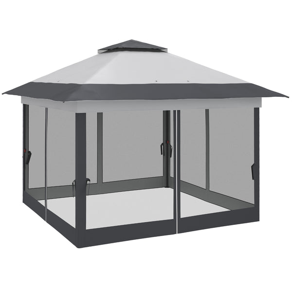12' x 12' Folding Tent, Instant Shelter with Steel Frame, Dark Grey