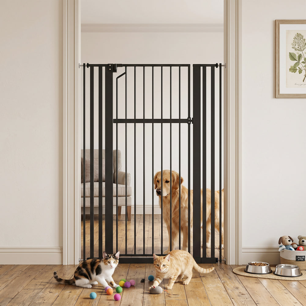 Barrière haute pour animaux 55 po, largeur réglable, noire