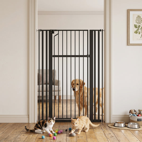 Barrière haute pour animaux 55 po, largeur réglable, noire