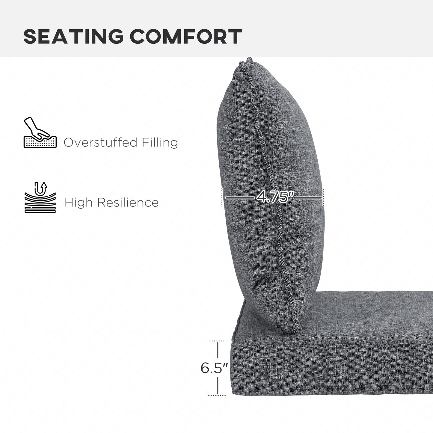 Coussins de rechange pour chaise de patio avec dossier, lot de 4, gris