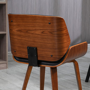Lot de 2 chaises de salle à manger en cuir synthétique avec assises rembourrées et pieds en bois massif, noir