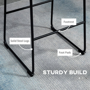 Lot de 2 tabourets de bar vintage en similicuir, marron