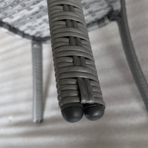 Outdoor Coffee Table with Storage Shelf, Hand-Woven Wicker Side Table with Water-Ripple Glass Top, Mix Grey