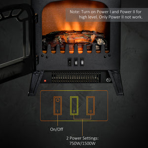 Cheminée électrique autonome avec effet de flamme réaliste 750 W/1 500 W, noir