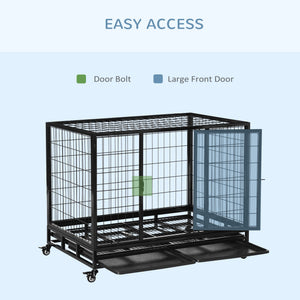 Cage robuste avec deux portes et roues verrouillables