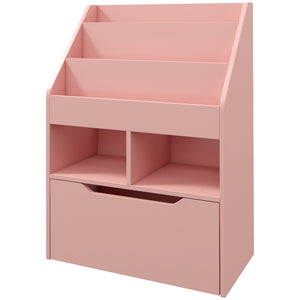 Children's Bookcase with Book Storage Drawer, Reading Corner, Pink