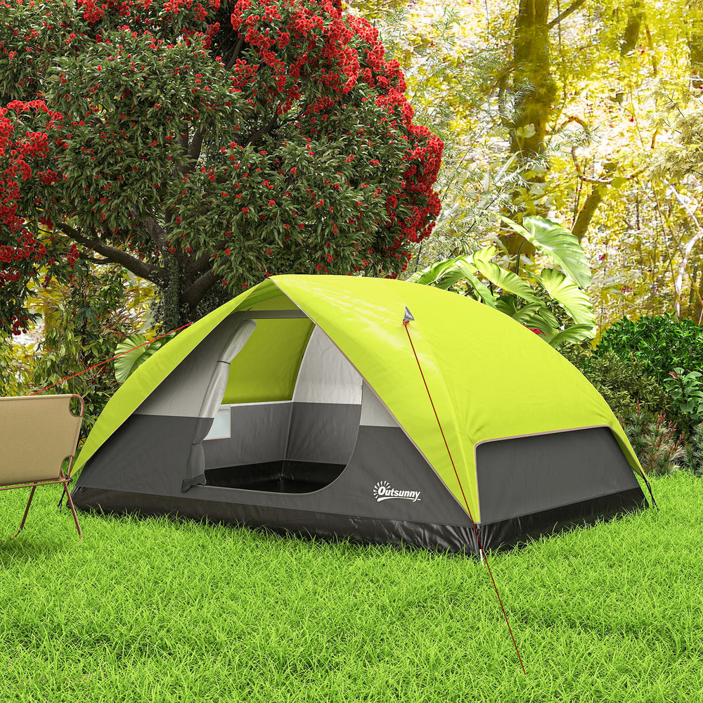 Tente de camping imperméable avec fenêtre en filet, poches de rangement et crochet