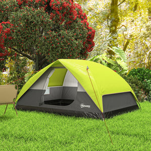 Tente de camping imperméable avec fenêtre en filet, poches de rangement et crochet