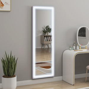 Miroir pleine longueur DEL 64 po avec éclairage réglable et cadre bicolore blanc et rose