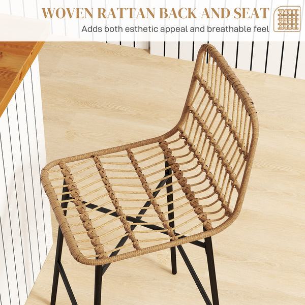 Set of 2 rattan bar stools