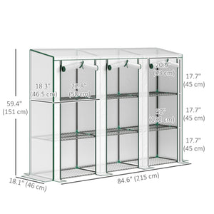 Lean-to greenhouse with 3 shelves, white