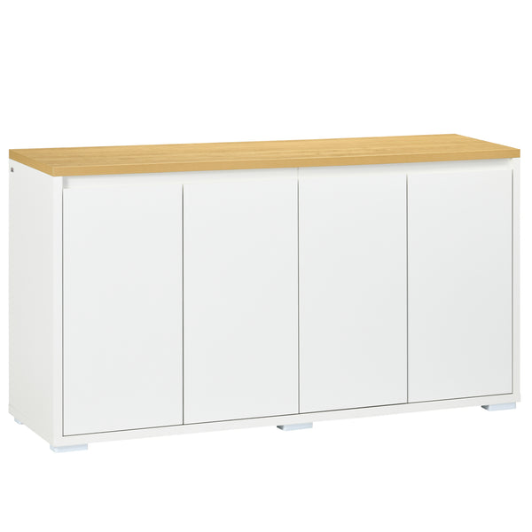 Buffet avec 4 portes et étagères réglables pour cuisine, salon ou entrée, blanc