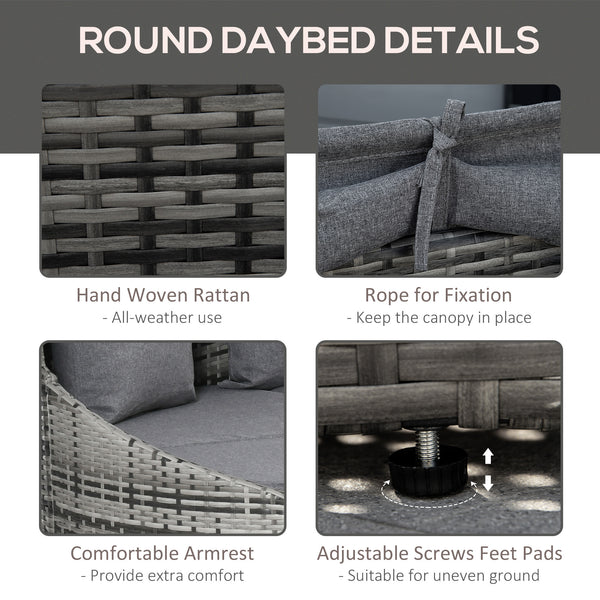 Ensemble de jardin 4 pièces en résine tressée PE, gris