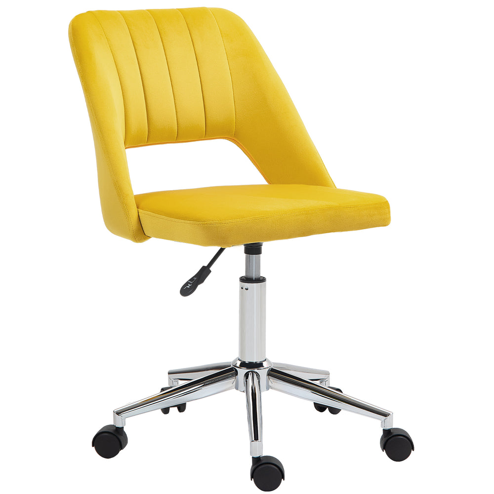 Mid-back office chair in yellow velvet.