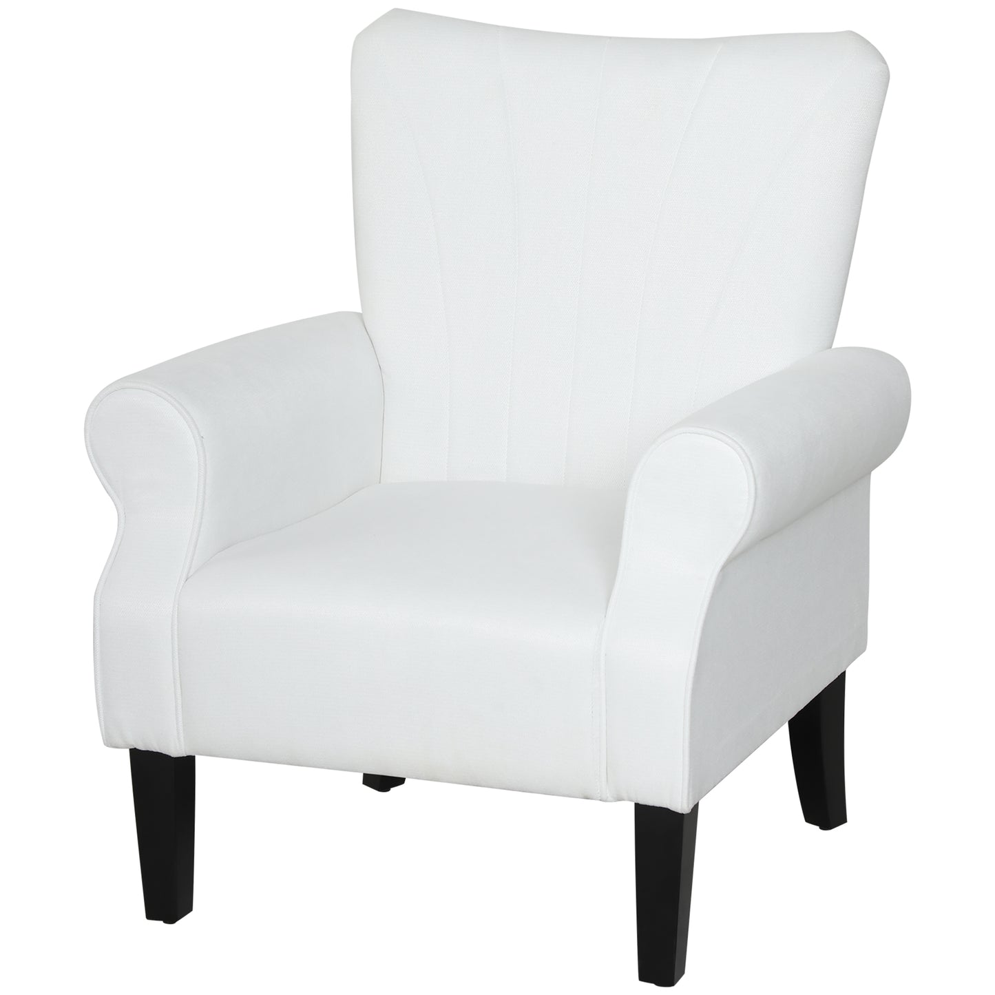 Fauteuil d'appoint moderne en tissu HOMCOM avec pieds en bois pour salon, chambre et bureau, blanc crème