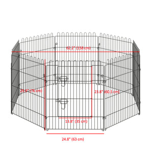 8-panel foldable octagonal playpen, black